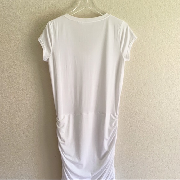 ATHLETA Topanga ruched dress white size medium short sleeves - Picture 8 of 12